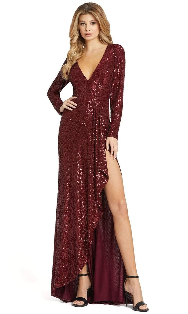 Ieena Duggal - 26395 V-Neck Long Sleeve Full Sequin Evening Gown 6 Ieena Duggal - 26395 V-Neck Long Sleeve Full Sequin Evening Gown