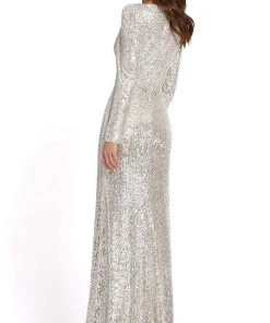 Ieena Duggal - 26395 V-Neck Long Sleeve Full Sequin Evening Gown 10 Ieena Duggal - 26395 V-Neck Long Sleeve Full Sequin Evening Gown