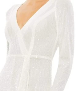 Ieena Duggal - 26395 V-Neck Long Sleeve Full Sequin Evening Gown 15 Ieena Duggal - 26395 V-Neck Long Sleeve Full Sequin Evening Gown