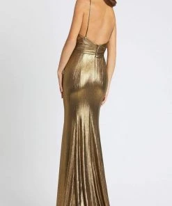 Ieena Duggal - 26408 Plunging Neck Lustrous Evening Gown