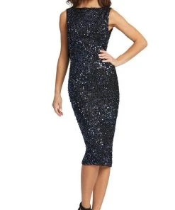 Ieena Duggal - 26438 High Bateau Neck Plunge Cowl Back Sequin Dress 9 Ieena Duggal - 26438 High Bateau Neck Plunge Cowl Back Sequin Dress