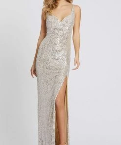 Ieena Duggal - 26443 Sleeveless Fitted High Leg Slit Sequin Gown