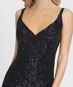 Ieena Duggal - 26443 Sleeveless Fitted High Leg Slit Sequin Gown