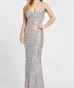 Ieena Duggal - 26469I Sleeveless V-Neck Shimmer Sequin Gown Mac Duggal