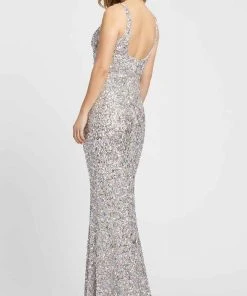 Ieena Duggal - 26469I Sleeveless V-Neck Shimmer Sequin Gown Mac Duggal
