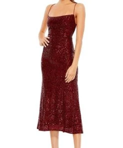 Ieena Duggal - 26480 Fitted Bodice Open Back Full Sequin Midi Dress