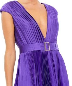 Ieena Duggal - 26483 Plunging V-Neck Accordion Pleated A-Line Dress 8 Ieena Duggal - 26483 Plunging V-Neck Accordion Pleated A-Line Dress