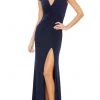 Ieena Duggal - 26504 Cap Sleeve Pleat-Accent High Slit Dress 2 Ieena Duggal - 26504 Cap Sleeve Pleat-Accent High Slit Dress