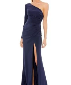 Ieena Duggal - 26505 One-Shoulder Fitted High-Slit Long Dress