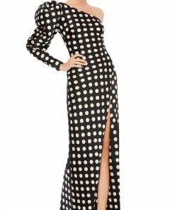 Ieena Duggal - 26515 Puff Long Sleeve Polkadot Dress