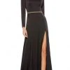 Ieena Duggal - 26524 Crystal Trim Long Sleeve High Slit A-Line Gown 2 Ieena Duggal - 26524 Crystal Trim Long Sleeve High Slit A-Line Gown