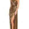 Ieena Duggal - 26537 One Shoulder Grecian Metallic Gown 2 Ieena Duggal - 26537 One Shoulder Grecian Metallic Gown