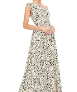 Ieena Duggal - 26538 Long One Shoulder Animal Print Dress