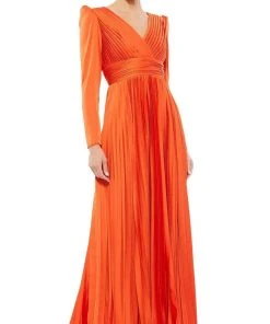 Ieena Duggal - 26542I Puff Long Sleeve Pleat-Ornate Gown 11 Ieena Duggal - 26542I Puff Long Sleeve Pleat-Ornate Gown