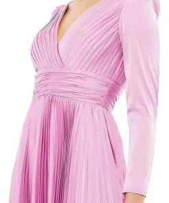 Ieena Duggal - 26542I Puff Long Sleeve Pleat-Ornate Gown 10 Ieena Duggal - 26542I Puff Long Sleeve Pleat-Ornate Gown