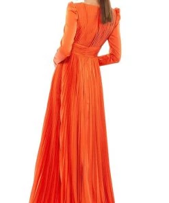 Ieena Duggal - 26542I Puff Long Sleeve Pleat-Ornate Gown 12 Ieena Duggal - 26542I Puff Long Sleeve Pleat-Ornate Gown