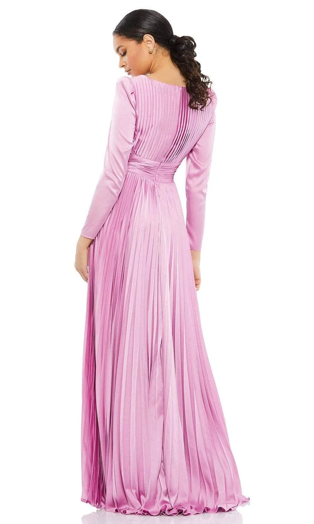 Ieena Duggal - 26542I Puff Long Sleeve Pleat-Ornate Gown 4 Ieena Duggal - 26542I Puff Long Sleeve Pleat-Ornate Gown