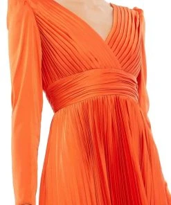 Ieena Duggal - 26542I Puff Long Sleeve Pleat-Ornate Gown 13 Ieena Duggal - 26542I Puff Long Sleeve Pleat-Ornate Gown