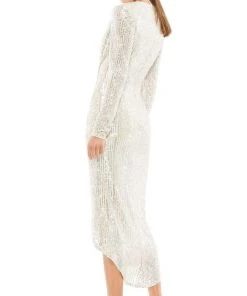 Ieena Duggal - 26549I Twist Front Sequin High Low Dress