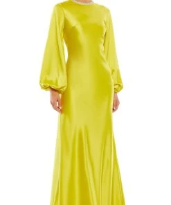 Ieena Duggal 26575 - Bishop Sleeve Satin Evening Gown | Couture Candy