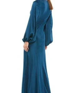 Ieena Duggal 26575 - Bishop Sleeve Satin Evening Gown | Couture Candy