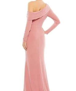 Ieena Duggal - 26595I Pleated Asymmetric Crepe Gown