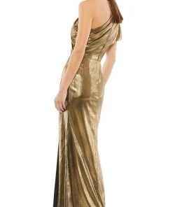 Ieena Duggal 26600 - Metallic One Shoulder Fitted Dress