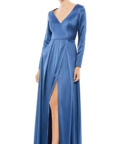 Ieena Duggal - 26613 Long Sleeves Pleated Gown