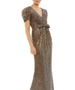 Ieena Duggal - 26661 Vintage Puff Sleeve Long Gown