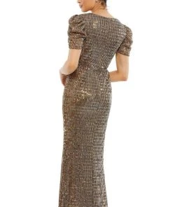 Ieena Duggal - 26661 Vintage Puff Sleeve Long Gown