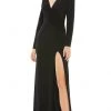 Ieena Duggal 26686 - Long Sleeves Deep V-neck Evening Gown