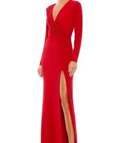 Ieena Duggal 26686 - Long Sleeves Deep V-neck Evening Gown 14 Ieena Duggal 26686 - Long Sleeves Deep V-neck Evening Gown