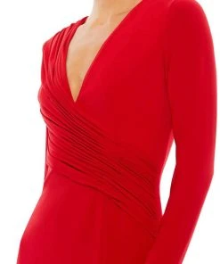 Ieena Duggal 26686 - Long Sleeves Deep V-neck Evening Gown 16 Ieena Duggal 26686 - Long Sleeves Deep V-neck Evening Gown