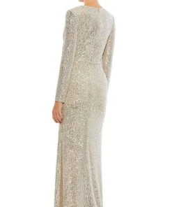 Ieena Duggal - 26723 V-Neck Faux Wrap Sequin Gown