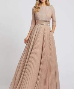 Ieena Duggal - 30700I Ruched Jewel Quarter Sleeves Ballgown