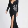 Ieena Duggal - 41016 Long Sleeve Beaded High Slit Dress 2 Ieena Duggal - 41016 Long Sleeve Beaded High Slit Dress