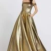 Ieena Duggal - 48825I Long Metallic Off Shoulder Ballgown