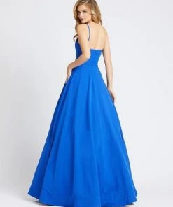 Ieena Duggal - 48855I V Neck Sleeveless Fitted Bodice A-Line Dress