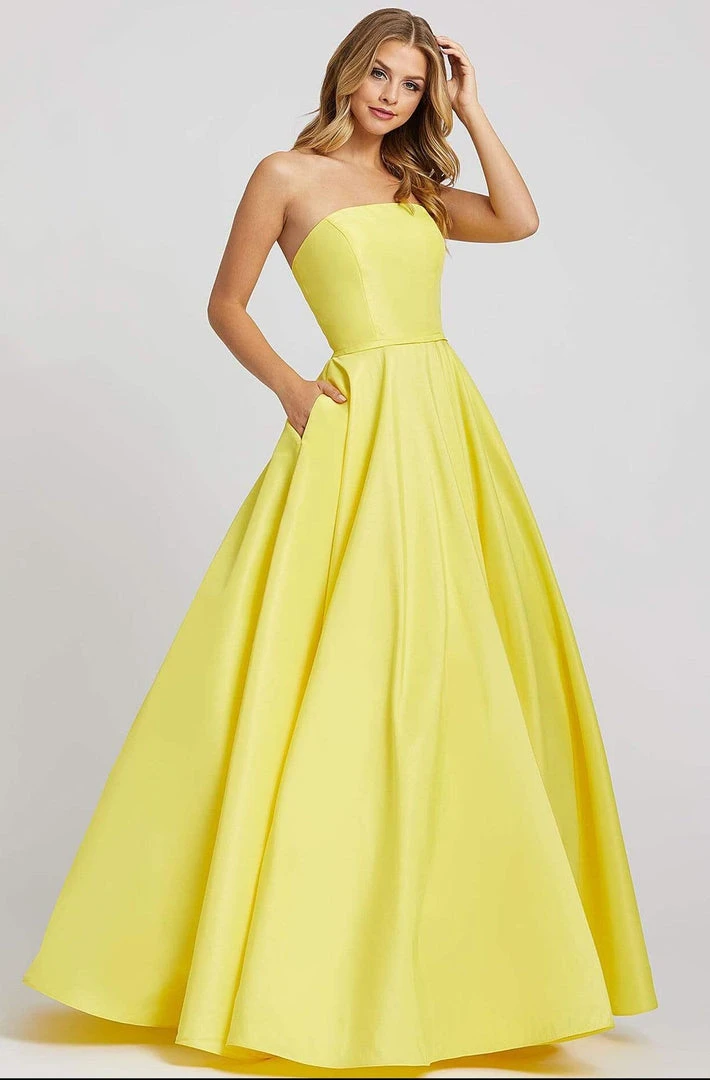 Mac Duggal Ieena Duggal - 48875I Strapless Straight Neck A-Line Gown With Pocket 4 Mac Duggal Ieena Duggal - 48875I Strapless Straight Neck A-Line Gown With Pocket