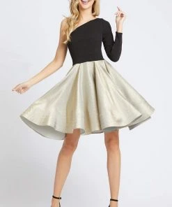 Ieena Duggal - 48929I Single Long Sleeve A-line Cocktail Dress