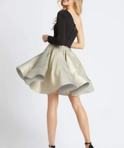 Ieena Duggal - 48929I Single Long Sleeve A-line Cocktail Dress 5 Ieena Duggal - 48929I Single Long Sleeve A-line Cocktail Dress