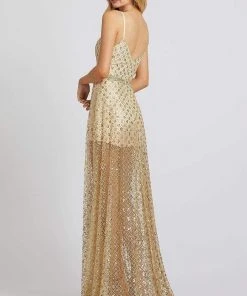 Mac Duggal Ieena Duggal - 49014I Embellished Sheer Romper Style Sheer Prom Gown