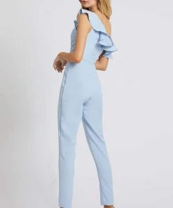 Mac Duggal Ieena Duggal - 49031I Ruffled Asymmetrical Jumpsuit