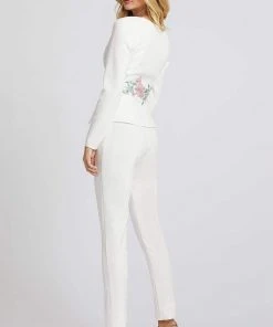 Ieena Duggal - 49033I Plunging V-Neck Long Sleeves Jumpsuit Mac Duggal