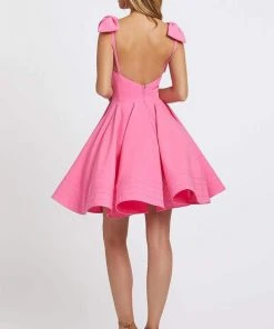 Ieena Duggal - 49034I Bow Accent Shoulders A-Line Cocktail Dress