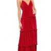Ieena Duggal - 49083 Spaghetti Strap Tiered Long Dress