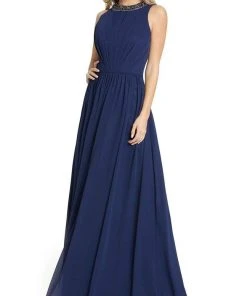 Ieena Duggal - 55147 Beaded Jewel Neck A-Line Dress