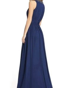 Ieena Duggal - 55147 Beaded Jewel Neck A-Line Dress