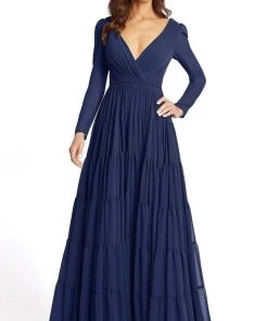 Ieena Duggal - 55311 Long Sleeve Ruched A-Line Dress