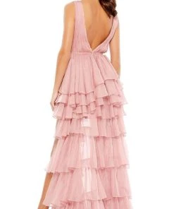 Ieena Duggal - 55320 Plunging Neck And Back High Low Dress 6 Ieena Duggal - 55320 Plunging Neck And Back High Low Dress